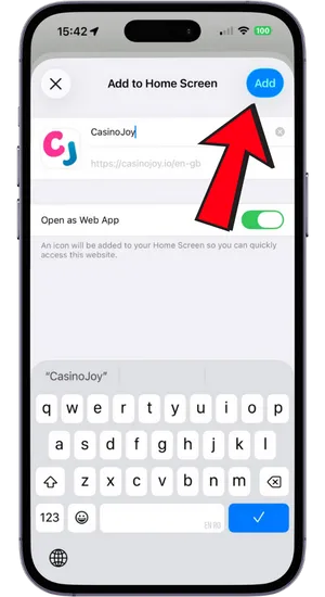 Name shortcut and confirm add