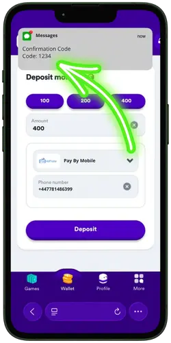 Best Gambling Apps SMS payment confirmation screen