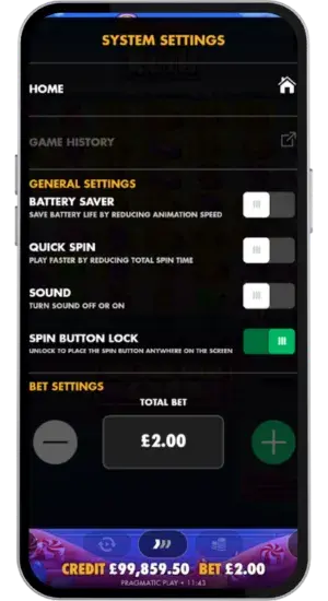 Game Settings Menu