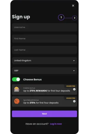 Chipstars sign up form