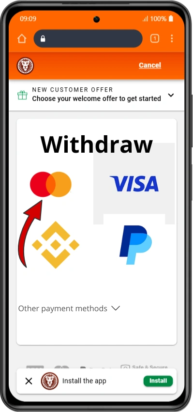 Choose withdrawal method