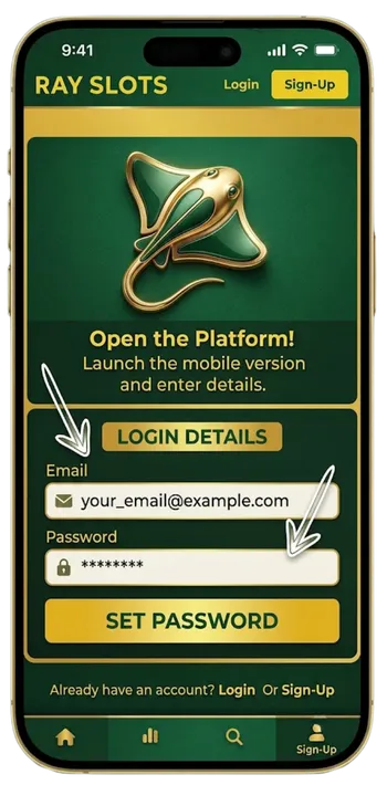 Ray Slots Login details