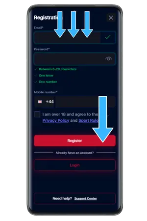 Casino signup form with login details Tesco Mobile casino
